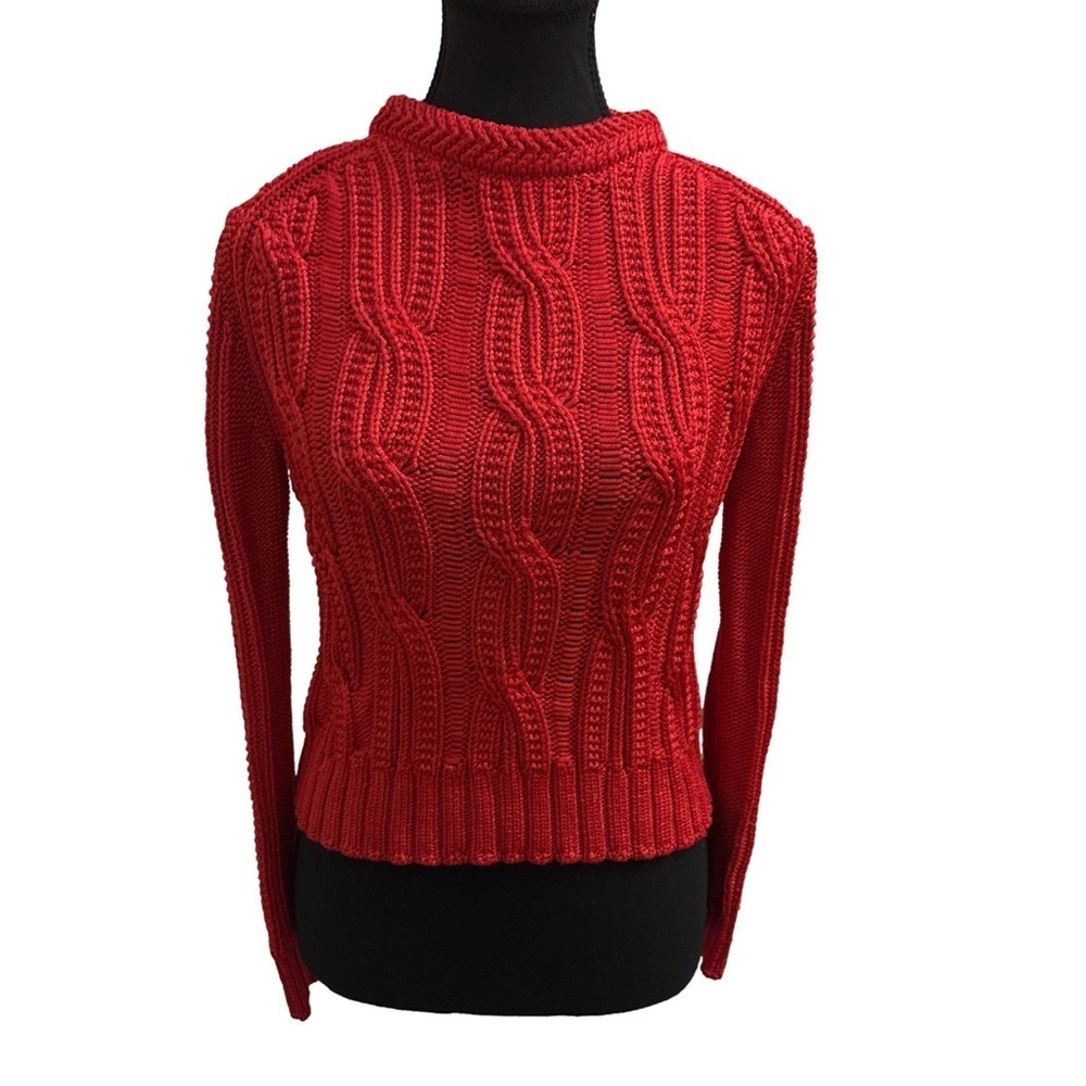 Maje Mist red orange cable knit sweater